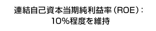連結自己資本当期純利益率(ROE):10.0%以上